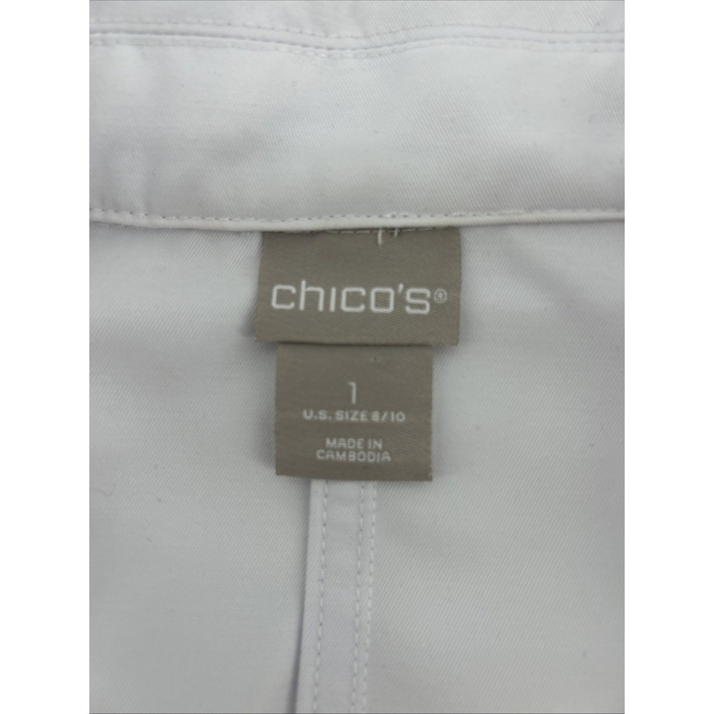 Chico's Jacket Women's Size 1 US 8-10 White Cotton Multi-Seasons Medium - Picture 3 of 16